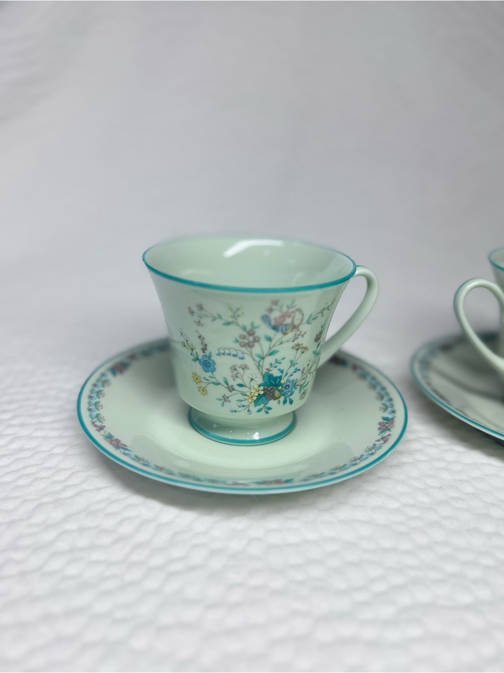 Vintage Noritake Paradise Green 8223 Tea Set Cups Sugar Creamer Japan - Picture 5 of 13